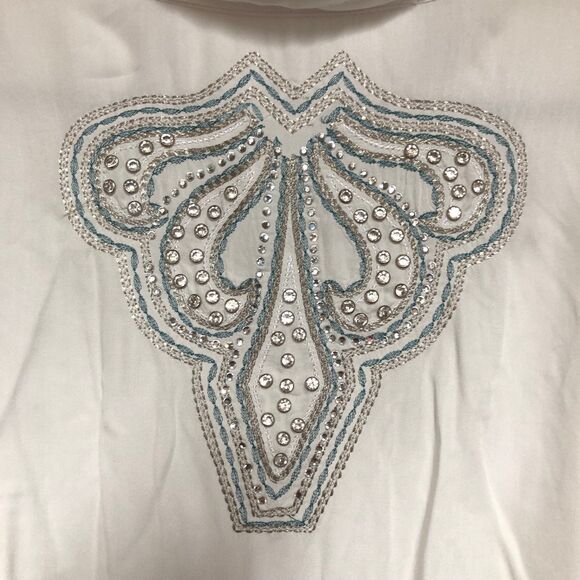 Grace in L.A. Heavily Embellished Western Style Button-up Shirt, Roll-tab Sleeve - Picture 6 of 9